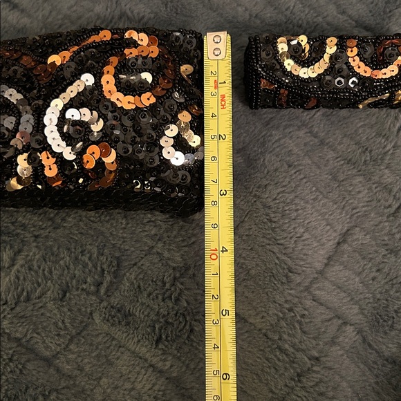 Sequin Mini Clutch and Lipstick Purse Set - Black/Gold and Copper - Picture 4 of 6